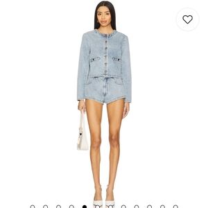 NEW AMANDA UPRICHARD SET denim Braswell Top Caresse Jean shorts Destiny wash S